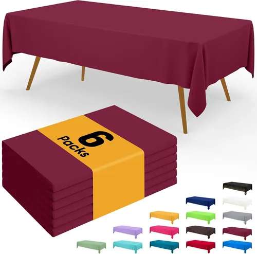 Vista 17 de Smiry - Juego de 6 manteles desechables, 54 x 78 pulgadas, manteles impermeables rectangulares para fiestas, cubierta de mesa de plástico