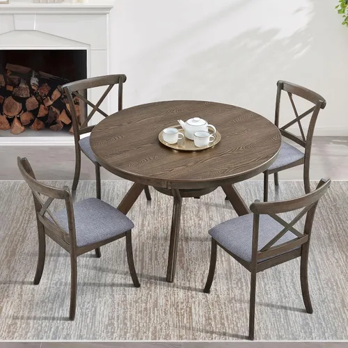 Vista 4 de Dining Chairs Set of 2, Table & Chair Sets, Modern Fabric Upholstered Kitchen Side Chairs, Cross Back Rubber Wood Farmhouse Dining Room Chairs with