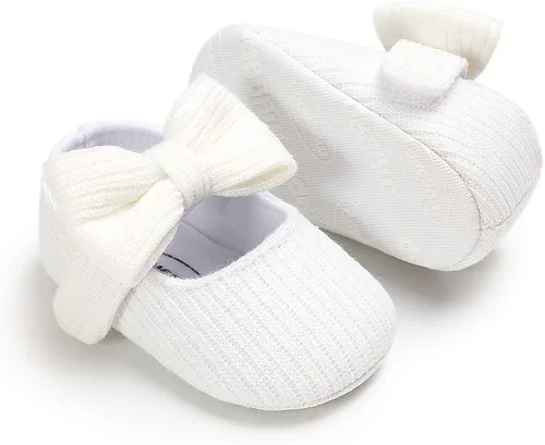Vista 5 de Mary Jane - Zapatos planos con lazo floral de princesa, vestido de boda, suaves para recién nacidos, cuna, primeros caminantes, precaminantes