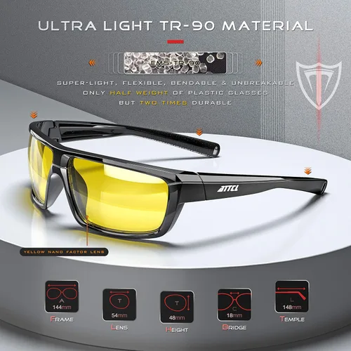 Vista 2 de ATTCL - Gafas de sol polarizadas para hombres - Gafas deportivas de pesca 100 protección UV