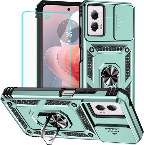 Vista 18 de HNHYGETE Funda para Moto G Power 5G 2024 con protector de pantalla: [grado militar de 20 pies a prueba de caídas] Funda protectora a prueba
