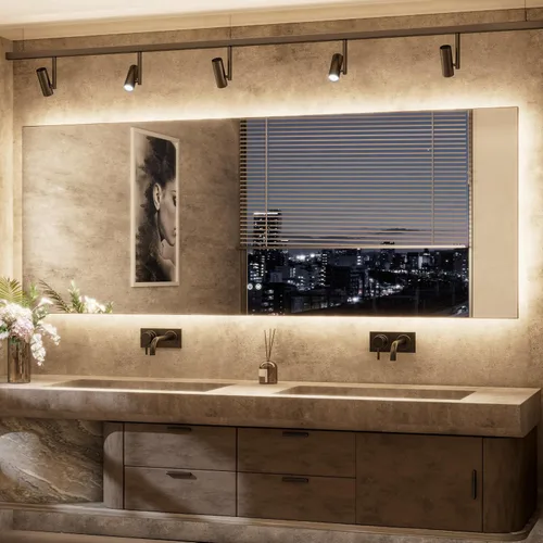 Vista 12 de TETOTE - Espejo retroiluminado para baño con luz, botón táctil regulable y función antivaho (horizontal o vertical)