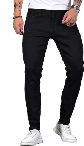 Vista 13 de HUNGSON Skinny Jeans for Men Stretch Slim Fit Ripped Distressed 2024-azul