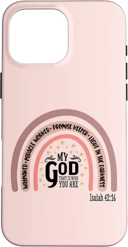 Vista 19 de Funda motivacional para iPhone 13 Pro Max Waymaker Boho Rainbow con versículo bíblico