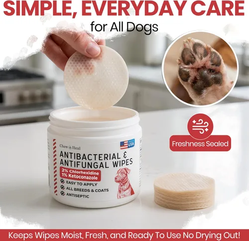 Vista 5 de Dog Paw Wipes Antibacterial 50 Count - Toallitas antifúngicas para perros