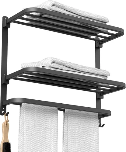 Vista 5 de CAXIMSY Toallero de 22.8 pulgadas para baño y lavabo, colgador de toallas con barras de toallas de montaje en pared, acero inoxidable 304, sin