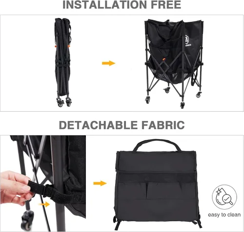 Vista 7 de EVER ADVANCED Carrito de almacenamiento de bolas rodantes, ruedas con cerradura, 33 x 22.8 pulgadas/45 x 25 pulgadas, plegable, para garaje,