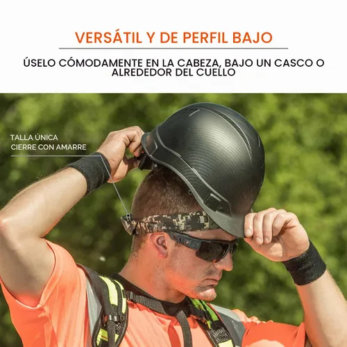 Vista 4 de Ergodyne Chill Its 6700CT - Bandana de enfriamiento, forrada con material PVA evaporativo para un alivio de enfriamiento rápido, lazo para un ajuste