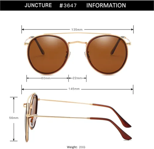 Vista 7 de ZLJSHIHOI -Gafas de sol polarizadas redondas para mujer - Gafas de sol unisex de doble puente