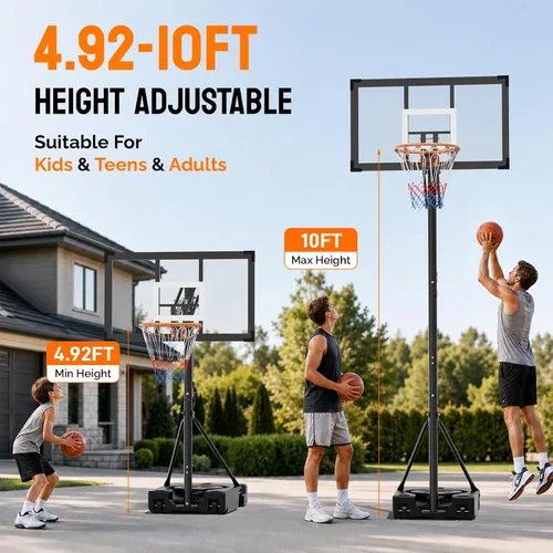 Vista 2 de PEXMOR 4.92-10 FT Portable Basketball Hoop with 44" Backboard for Teens