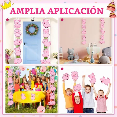 Vista 4 de Jecery - Decoración de fiesta de animales con estampado de cerdo, letrero
