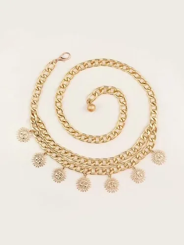 Vista 2 de OuluJade Cinturón de cadena con dije de sol para mujer, Cobre, Sun Charm