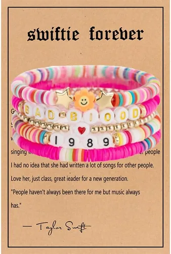 Vista 2 de 5 pulseras TS Eras Tour Swiftie Pulseras Amante 1989 Reputation Fearless Pulsera Regalo para amantes de la música