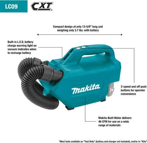 Vista 3 de Makita LC09A1 - Kit de aspiradora inalámbrica de iones de litio de 12 V MAX CXT (2.0 Ah) con linterna L.E.D. inalámbrica ML103 12V MAX CXT de iones