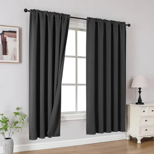 Vista 18 de CUCRAF Cortinas Opacas Beige de 45 Pulgadas, con Aislamiento Térmico Reductor de Ruido con Bolsillo para Barra, Cortinas de Ventana para Dormitorio