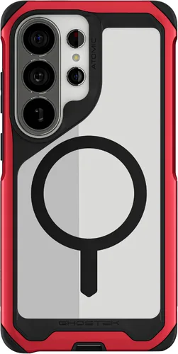 Vista 92 de Ghostek Atomic - Funda delgada para Galaxy Z Flip 4, parte trasera de aramida con parachoques de aluminio rojo, funda protectora de doble capa a