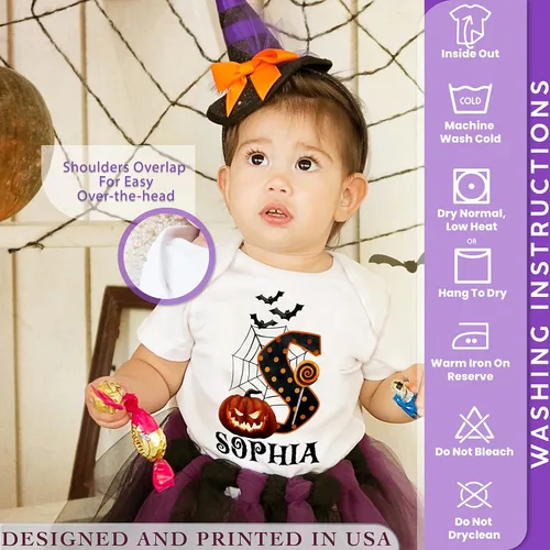 Vista 6 de Enterizo de Halloween personalizado con inicial para bebé niño y niña recién nacido 6 12 18 24 meses traje de calabaza personalizado disfraz