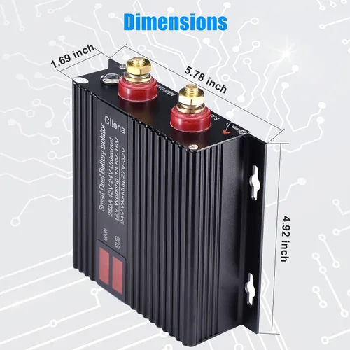 Vista 6 de Aislador inteligente de doble batería, 12 V/24 V, relé sensible al voltaje universal de 250 amperios - VSR para automóvil, RV, ATV, UTV, cámper