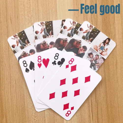 Vista 5 de Cartas de juego con fotos personalizadas: cartas personalizadas con fotos, regalo personalizado para fiestas, bodas y más (estilo 3 (3 fotos))