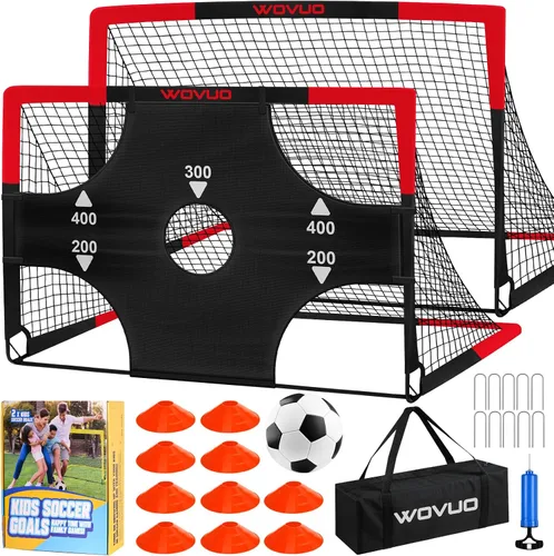 Vista 10 de Kids Soccer Goals for Backyard Set of 2, 6x4 ft Portable Toddler Soccer Goal Training Equipment with Soccer Target, Ball, Cones, Soccer Net for Kids
