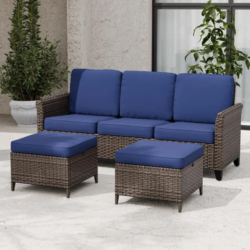 Vista 16 de EAGLE PEAK Ocean Vista - Sofá de mimbre para patio al aire libre, cojines profundos, muebles de ratán resistentes a la intemperie, sofá biplaza