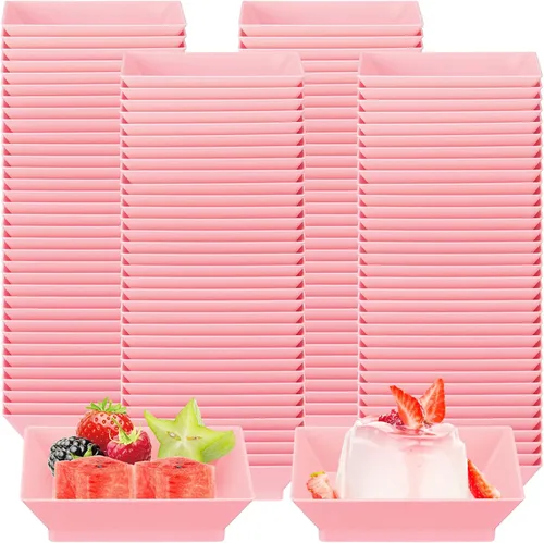 Vista 18 de 200 Piezas Platos Cuadrados Mini para Postre de 2.5 x 2.5 Pulgadas Platos Desechables para Aperitivos Pequeños Platos de Plástico Transparente