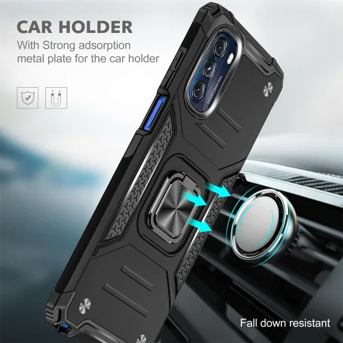 Vista 5 de Funda para Moto G 5G 2022 con protector de pantalla: resistente, soporte giratorio de grado militar 360, funda protectora a prueba de golpes