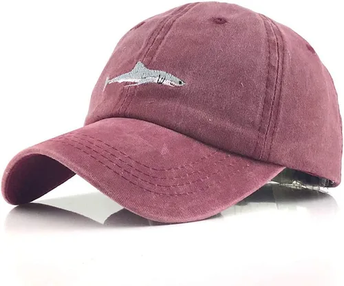 Vista 8 de YEKEYI Gorra de béisbol unisex con bordado de tiburón, de algodón lavado, ajustable, gorra de béisbol