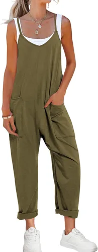 Vista 3 de Nirovien Womens Oversized Sleeveless Jumpsuits Spaghetti Strap Loose Overalls with Pocket One Piece Rompers