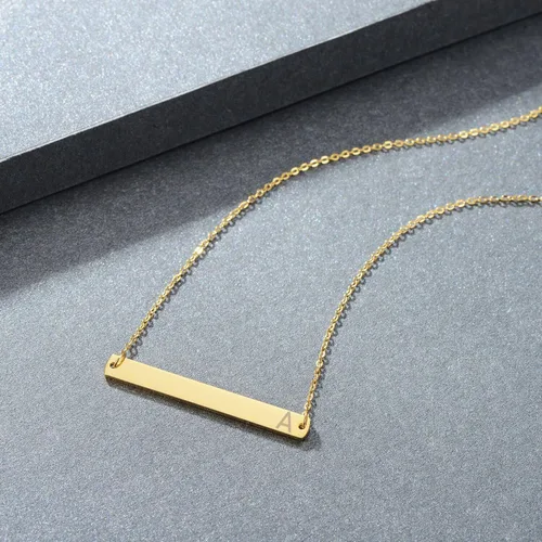 Vista 5 de Zillaly Collar de barra horizontal de oro rosa de oro rosa de acero inoxidable chapado en oro de 18 quilates, cadena ajustable para mujer