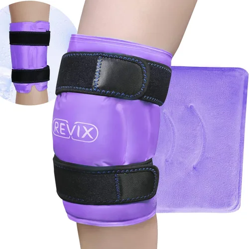Vista 12 de REVIX Paquete de hielo XL para recuperación de reemplazo de rodilla, envoltura de hielo con compresión fría para molestias y fatiga, paquete frío