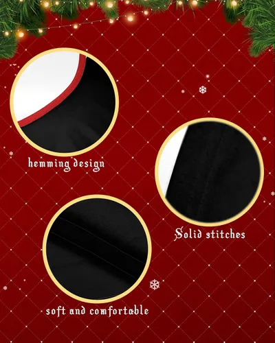 Vista 6 de Falda de árbol de Navidad de 48 pulgadas, falda de árbol negro de color sólido para Navidad, decoraciones de fiesta de Feliz Navidad, arte