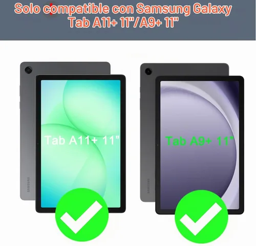 Vista 2 de Funda para Galaxy Tab A9+/A11+ de 11 pulgadas con teclado - Funda de tableta inalámbrica desmontable retroiluminada de 7 colores con panel táctil