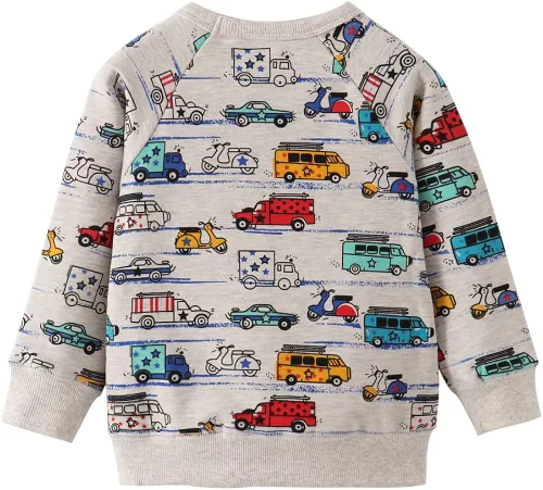 Vista 3 de HUAER& Sudadera de algodón con cuello redondo y estampado de dinosaurios para bebé