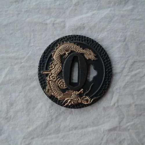 Vista 14 de Japanese Katana Sword Guard (Tsuba) - Hand-Forged Alloy Samurai Tsuba 3.2", Authentic Iaido Accessory for Sword Collection, Durable Fitting