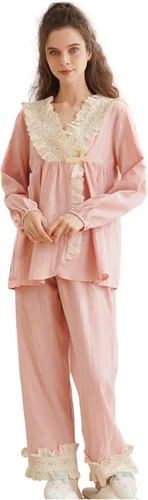 Vista 8 de Sharebeauty Pijama casual de algodón de estilo vintage para mujer Top y pantalones