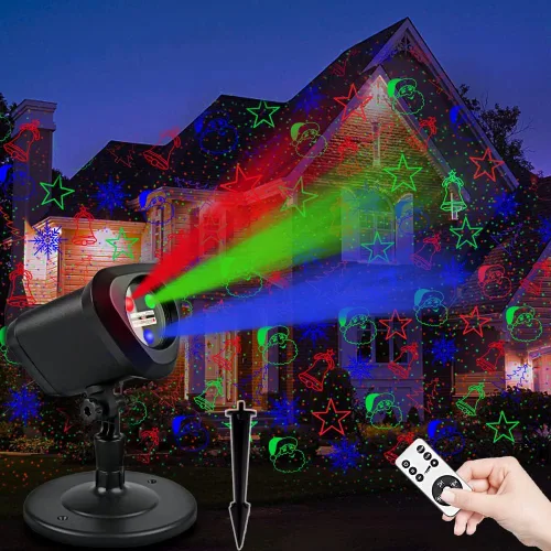 Vista 10 de Proyector de Luces de Navidad para Exteriores, Luces Láser LED de Navidad, Foco de Paisaje, Espectáculo de Estrellas Rojas y Verdes, Impermeable