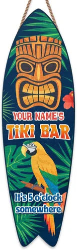 Vista 28 de Artsy Woodsy Letrero de madera personalizado con estampado de barra Tiki (no tallado ni neón), decoración de verano, cartel de piscina, patio