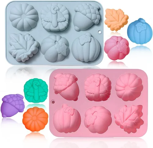 Vista 9 de Paquete de 2 moldes de chocolate de cosecha de otoño, Acción de Gracias, calabaza, bellota, hojas de arce, moldes de silicona, moldes de resina