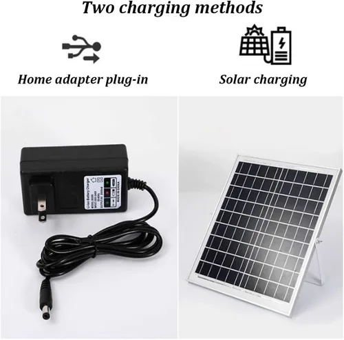 Vista 7 de Ventilador con energía solar, ventilador de pedestal ajustable oscilante con paneles solares, ventilador móvil recargable con luz nocturna LED Blanco