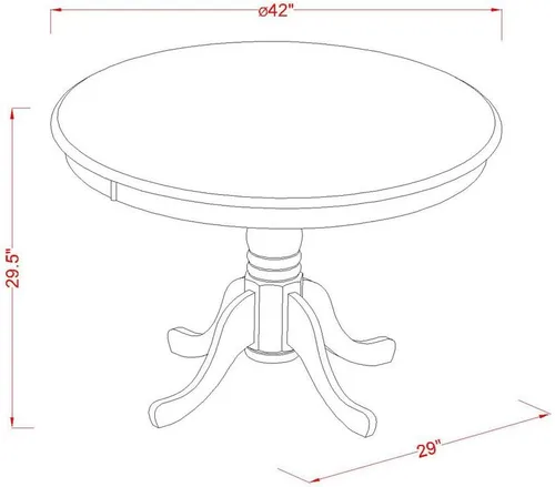 Vista 11 de East West Furniture HLDR3-CAP-03 Juego de mesa de comedor de 3 piezas contiene una mesa de comedor redonda con pedestal y 2 sillas Parson tapizadas