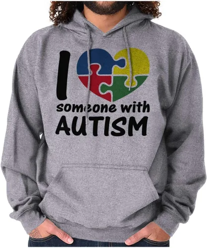 Vista 10 de Brisco Brands I Love Someone with Autism Puzzle Sudadera con capucha para mujeres y hombres Negro