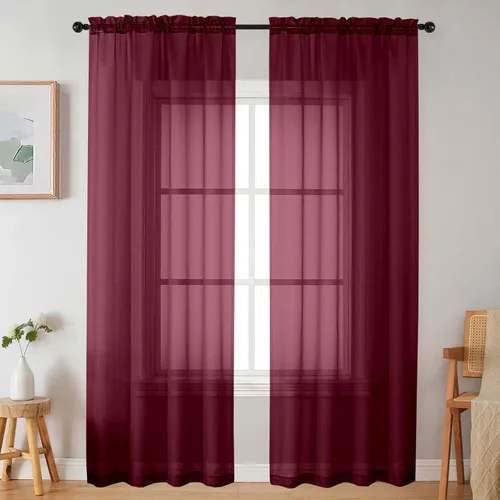 Vista 122 de 2 paneles de cortinas traslúcidas blancas para dormitorio, sala de estar, 96 pulgadas de largo, modernas, suaves, ligeras, con bolsillo para barra