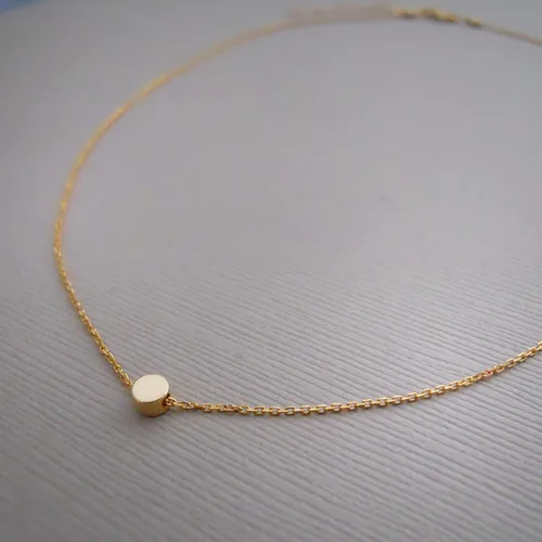 Vista 5 de Annika Bella Collar de cuentas pequeñas, collar de 14 pulgadas, gargantilla de cadena ajustable, gargantilla con dije de lunares, joyería de plata