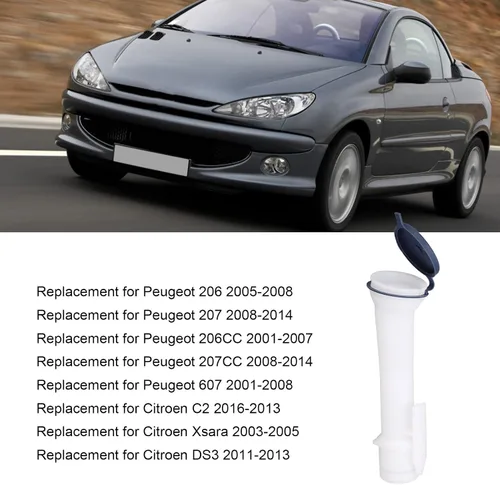 Vista 3 de Tubo de entrada para lavadora de parabrisas 643983 – Tubo de llenado de arandela de repuesto directo para Peugeot 206 207 607 – Tubo de llenado