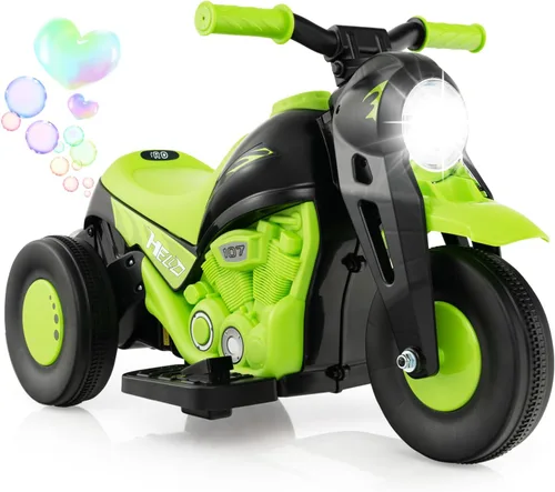 Vista 13 de Costzon Motocicleta Infantil, Motocicleta Eléctrica de 6V con Pilas, con Fabricante de Burbujas, Música, Faro LED, Hacia Adelante y Hacia Atrás
