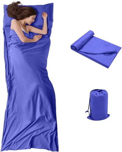 Vista 11 de Bolsa de dormir para viajes y campamento, ligera, compacta y portátil, ideal para viajes, hostales y campamentos