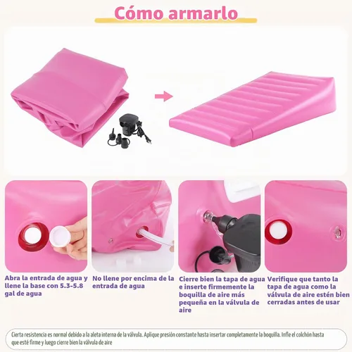 Vista 5 de MABOZOO Colchoneta inflable de cuña de gimnasia, base de llenado de agua