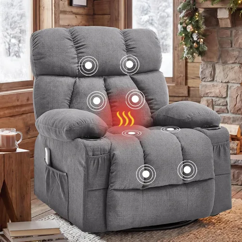 Vista 16 de Rocker - Silla reclinable para sala de estar con masaje por vibración y Gris