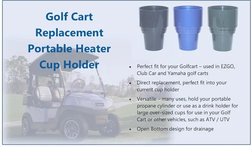 Vista 6 de JSP Manufacturing Portavasos para carrito de golf EZGO Club Car, soporte de repuesto Yamaha para cilindro de propano portátil de 16.4 oz o soporte